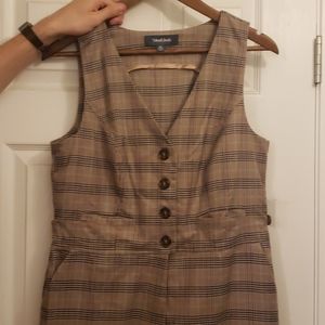 NWOT ModCloth Taupe Plaid Jumpsuit